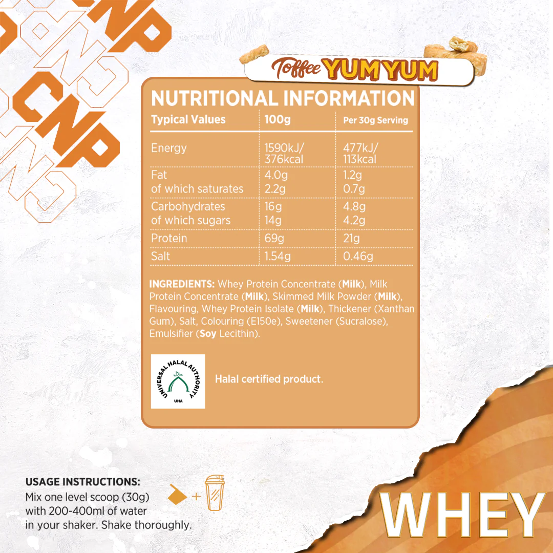 CNP Whey 2kg (Toffee Yum Yum) - Image 2